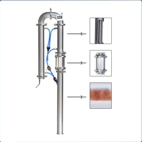 Tube distillation tower with partition mirror copper mesh, home brewing equipment, alcohol brewing, vodka whiskey brandy