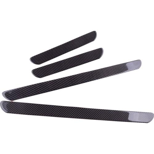 Universal 4Pcs/Set Car Small & Middle Size Black Carbon Fiber Scuff Plate Door Sill Cover Panel Step Protector Guard