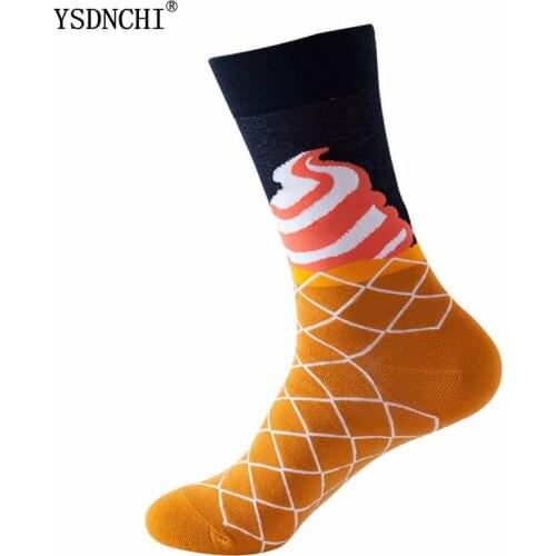 YSDNCHI Novelty Happy Funny Women Socks Combed Cotton Crazy Christmas Gift Men Geometric Fruits Animal Print Fashion Hip Hop 1pc