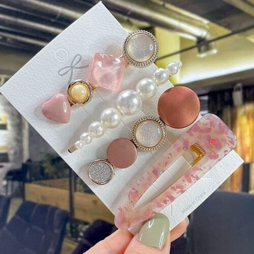 Korea Fashion Geometric Barrettes Headwear Girls Hairpins Pearl Crystal Hair Clip Hairgrip Side Clip Hair Accessories Jewelry