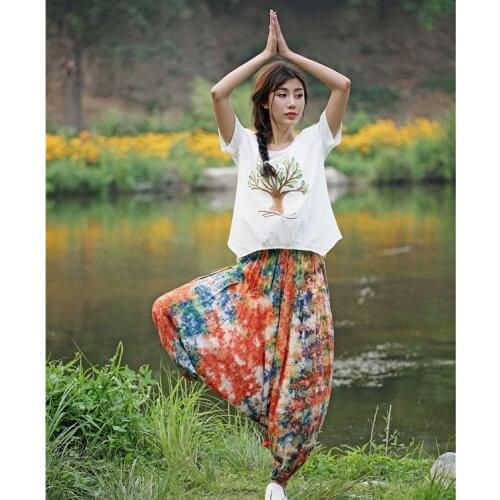 Women Loose Elastic Waist Harem Pants Ladies Plus Size Printed Trousers Female Oversized Harem Pants