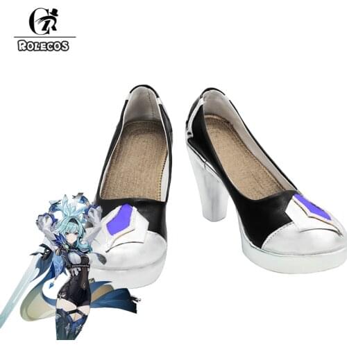 ROLECOS Game Genshin Impact EuLa Cosplay Shoes For Halloween Women Carnival Party Custom Made Shallow Mouth Shoes