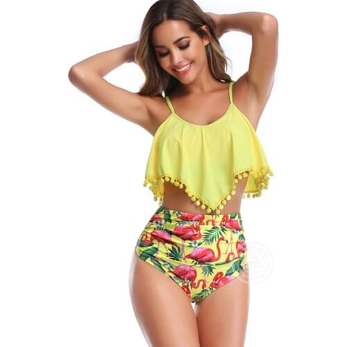 Swimwear Women Bikini 2020 Mujer High Waist Swimsuits Ruffles Bikinis Swimming Suit For Womens Push Up Bathing Suits Biquini