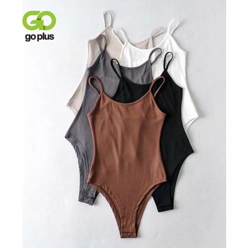 GOPLUS Body Sexy Bodysuit Women Skinny Tops 2021 Summer Sleevless Backless Black White Bodysuits Kombinezon Damskie Femme C11506
