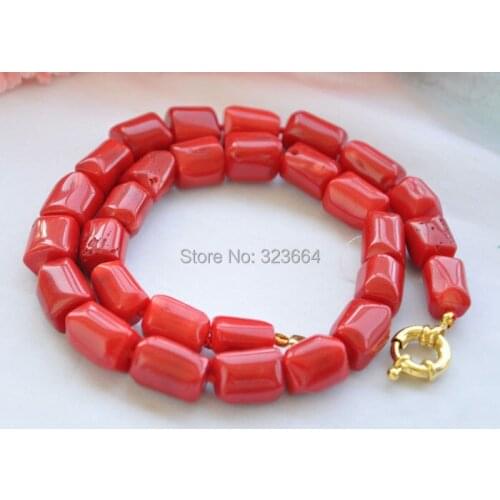18" 16mm original baroque cylinder red coral necklace