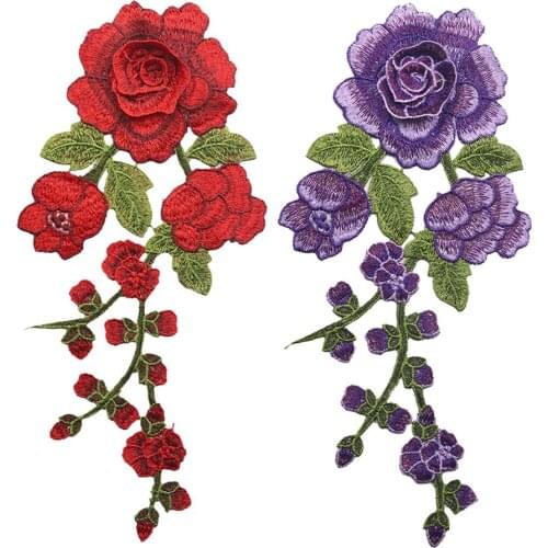 2pcs Embroidered Patches Flower Sew on Patch Applique for DIY Clothing Jeans Garment Sewing Accessories 5 Colors