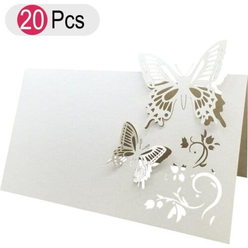 20pcs Table Name Place Cards Wedding Party Favor Decor Butterfly Laser Cut Design 90 x 120mm 90 x 90mm