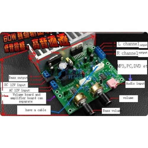 3 pcs of stereo amplifier with bass output The volume control board and amplifier board can separate for Coin operator cabinet