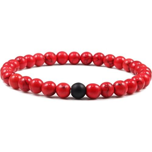 6mm Women Men Distance Bracelet Red Black Natural Stones Bead Thin Bracelets Elastic Balance Bangles Yoga Jewelry Homme Pulseira