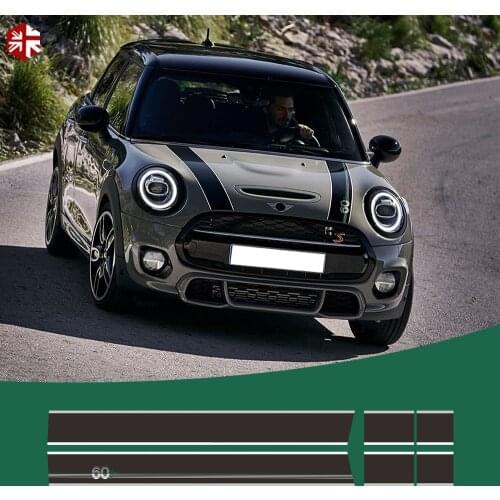 60th Anniversary Car Hood Bonnet Stripes Trunk Engine Cover Rear Vinyl Decal Sticker For MINI Cooper F55 F56 R56 R57 Accessories