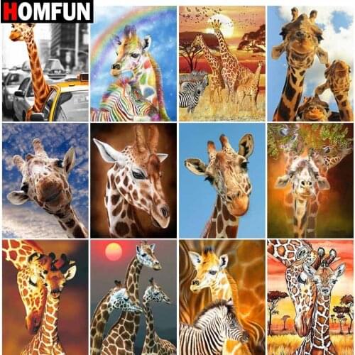 HOMFUN Full Square/Round Drill 5D DIY Diamond Painting "Animal giraffe scene" Embroidery Cross Stitch 5D Home Decor Gift