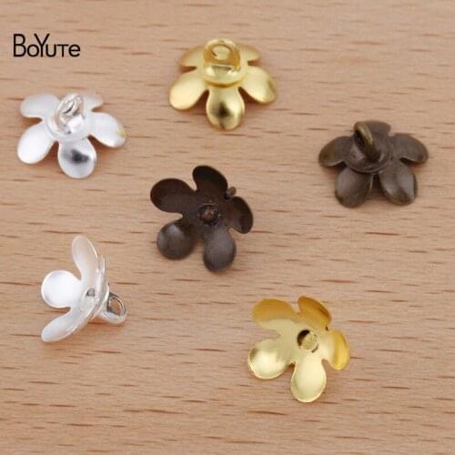BoYuTe (100 Pieces/Lot) 8MM Metal Brass Flower Bead Caps End Clasps Diy Handmade Jewelry Making Materials