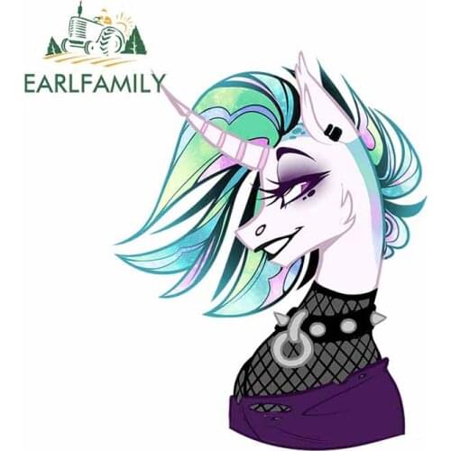 EARLFAMILY 13cm x 10.7cm for Unicorn Rock Funny Car Sticker Cartoon Vinyl Decals JDM ATV Car Assessoires Scratch-Proof