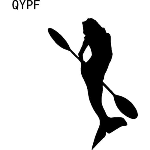 QYPF 10.3*15.1CM Interesting Paddle Mermaid Kayaking River Sports Ocean Car Sticker Vinyl C16-1203