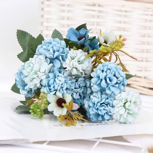 1Pcs Flower Head Peony Fake Flowers Luxury Bouquet Wedding Decoration Home Table Decoration Sky Blue Fake Flower DIY Decoration