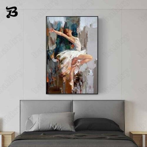 Ballet Art Canvas Painting Wall Art Girl Dancing Ballerina Poster and Print Wall Picture for Living Room Bedroom Wall Decoration
