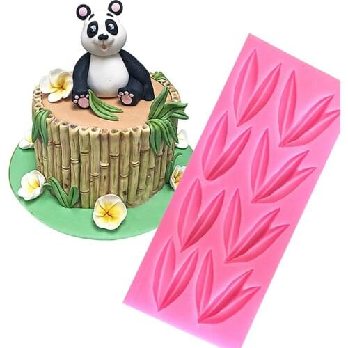 Chinese feng bamboo silicone mold Panda bamboo chocolate baking cake mold gypsum diy soap mold drop glue