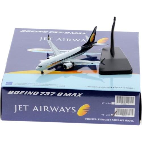 1:400 Alloy Collectible Plane Gift JC Wings XX4063 Jet Airways Boeing 737-8 Max Diecast Aircarft Jet Model VT-JXB With Stand