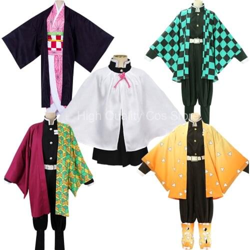 Demon Slayer Kimetsu No Yaiba Cosplay Costumes Kanroji Mitsuri Uniform Kids Hooded Buttons Cape Halloween Carnival Clothing