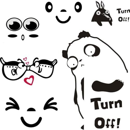 Creative Cute Face Turn Off Rabbit Owl Wall Sticker Swithch Stickers Kids Rooms Toilet Bedroom Living Room Furniture Home Decor