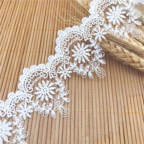 15Yards Lace Milk silk Trims Transparent Mesh Computer Embroidery Clothing Accessories Lolita wedding Childrens Accessories 8.5
