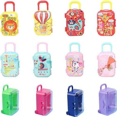 Lovely Mini Suitcase for Dolls Miniature Trunk Dollhouse Decoration Small Clutch Jewellery Box Coin Purse Christmas Trolley Box