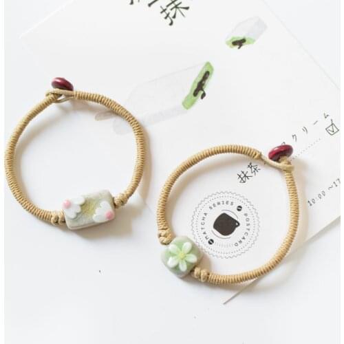 Fashion ceramic flower bracelet exquisite hand-woven jewelry - Free Shipping