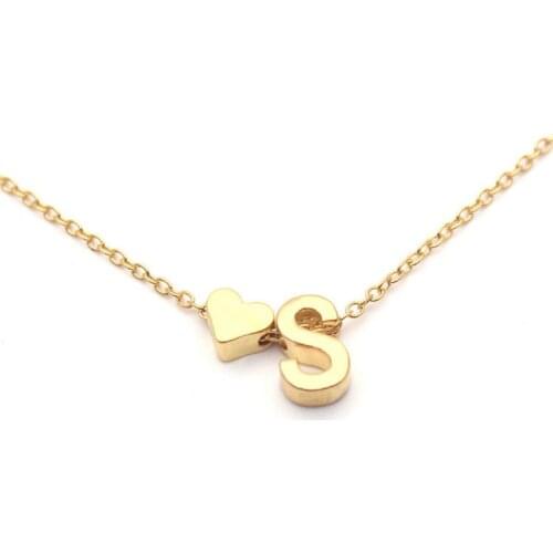 New Trendy Initial Letter Love Heart Small Pendant Necklace Luxury Gold Chain Necklace For Women Fashion Jewelry Gifts