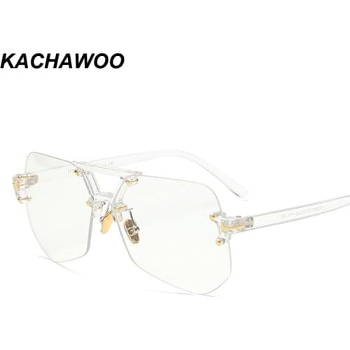 Kachawoo rimless glasses for men black leopard irregular transparent eye glasses for women accessories 2018 hot sale