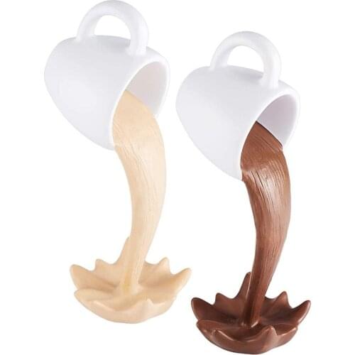 Floating Coffee Cup Sculpture Magic Pouring Splash Coffee Mug Kitchen Decor For Coffee Lover Home Kitchen Art Decor