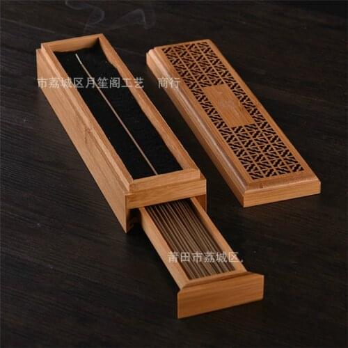Bamboo Incense Burner Incense Stick Holder With Drawer Joss-stick Box Hollow Aromatherapy Joss-stick Box Home Office WY60331
