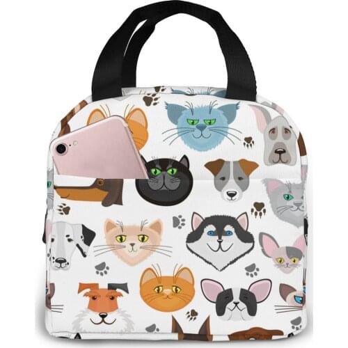 Portable Lunch Bag Dog And Cat Thermal Insulated Lunch Box Tote Cooler Bag Bento Pouch Lunch Container Food Storage Bag