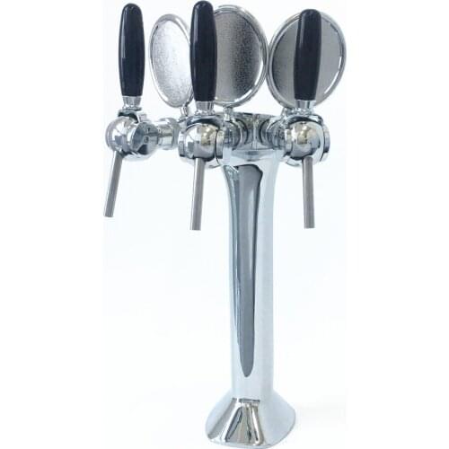 Durable 3 faucets 3 medallions swan-neck beer tower