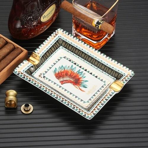 Lubinski Luxury Ceramic Ashtray Square Office Home Table Cigar Ashtrays House Indoor Decorative 2 Rest Holder Ash Tray Smoking