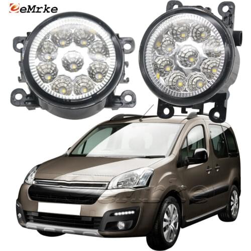 2PCS Car Styling 9-Pieces LED Fog Light Lamp for Citroen Berlingo 2nd Gen 2nd Facelift 2016-2018 H11 12V Halogen Fog Lights DRL