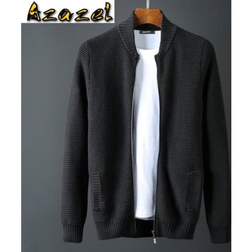 Azazel Stand Collar Sweater Men Luxury 1010% Cotton Zipper Sweater Man Winter Solid Color Slim Fit Sweater Man Plus Size 6XL