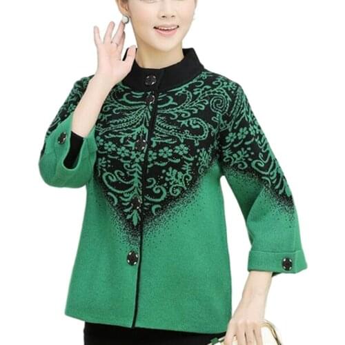 Autumn and Winter Middle-aged Women Loose Sweater Knit Wool Cardigan Jacket Plus Size Womens Coat Outwear