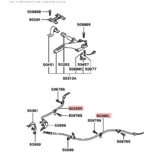 A Pair of Rear Brake Cable Handbrake Pulling Line for Mitsubishi Pajero Montero V31 V32 V33 4WD MB520882 MB520883