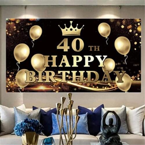 Party banner decoration 30 40 50 60 70 80 90th birthday party decoration golden glitter party supplies decoration