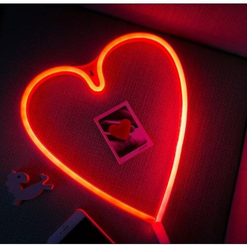 Usb Led neon decoration bedroom decoration girl heart photo props battery model plastic modeling lamp