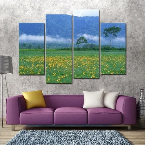 The Yellow Flower Wall Paintings Spring Landscape Home Decor Pictures Print on Canvas Modern Scene Wall Art Modular Pictures