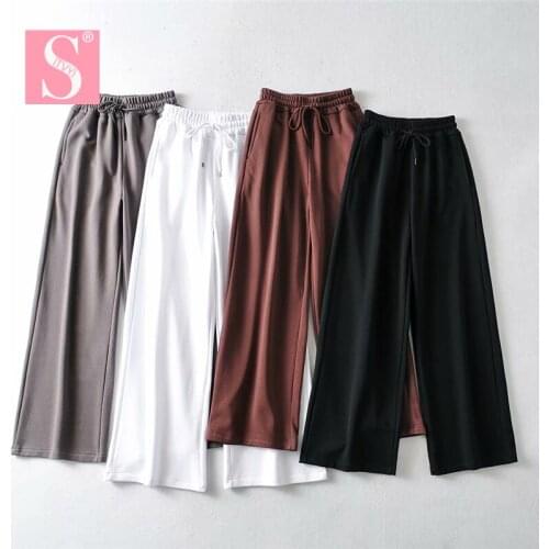 STVY Women Straight Leg Sweatpants 2021 New Spring Autumn Womens Clothing High Waist Casual Long Trousers