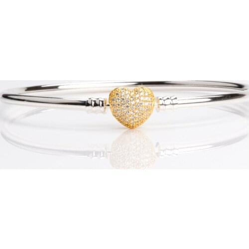 Authentic 925 Sterling Silver Pan Bracelet Creative Heart-shaped Button Diy Bracelet Fit Charm Women Jewelry