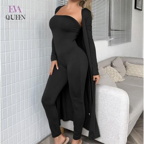 EvaQueen Slim Solid Casual 2 Piece Sets For Women High Waist Strapless Ensembles Femme Backless Soft Sexy Home Autumn Pants Sets