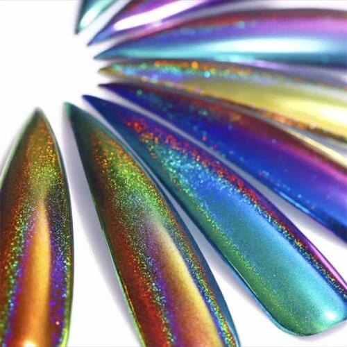 0.2g/ box Glitter Magic Mirror Dust Laser Powder Chameleon Aurora Nail art Chrome Pigment Glitters Nail Decoration