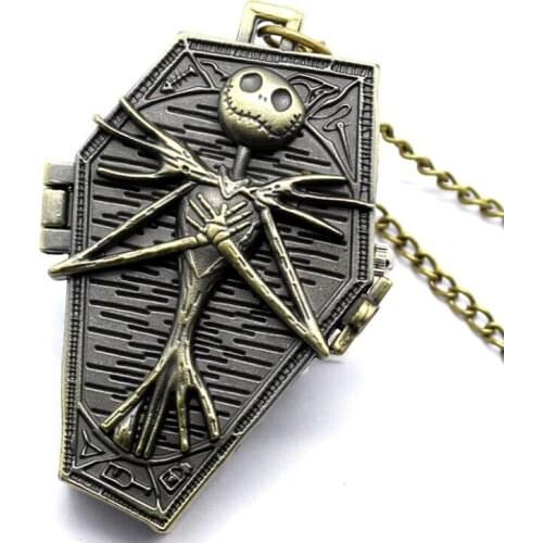1088) Tim Nightmare Before Christmas Locket Pocket Watch Necklace, 12pcs/lot