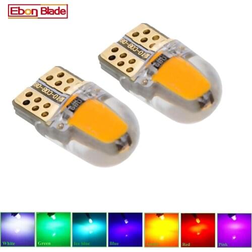 2/4 Pcs Car Led Light T10 W5W 12V 194 168 2825 Lights Bulbs Silicone Cob Auto Interior Lamp Bulb Amber Yellow Orange RED White