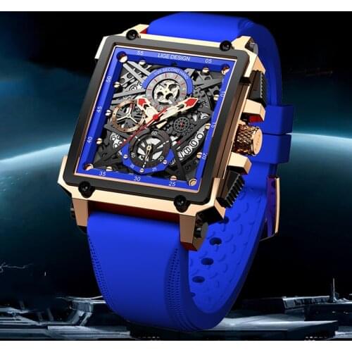 2021 Fashion Waterproof Men Watches Men Top Brand Luxury Silicagel Square Large Dial Sport Quartz Chronograph Relogio Masculino