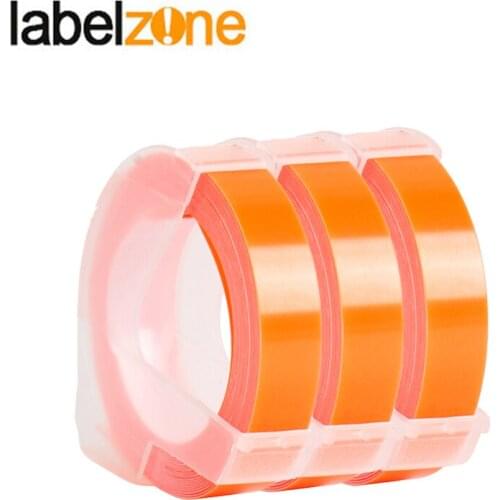 3Rolls Dymo 9mm*3m orange Embossing Label Tape Compatible Dymo 1610 Manual Label Machine for Motex E101 Label Makers Ribbon