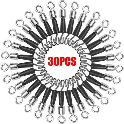 30PCS Quick Change Fishing Swivels Clips Pins Fast Link Line Connector Ball Bearing Swivel Rings Fishing Strand Clip